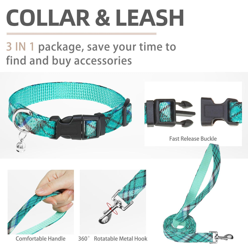 PUPTECK lake-green collar with bell adds audible charm during outdoor adventures