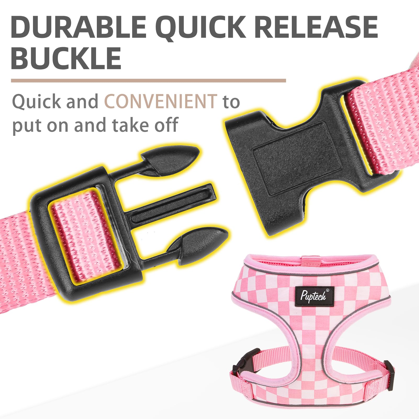 PUPTECK metal D-ring connects securely to your leash
