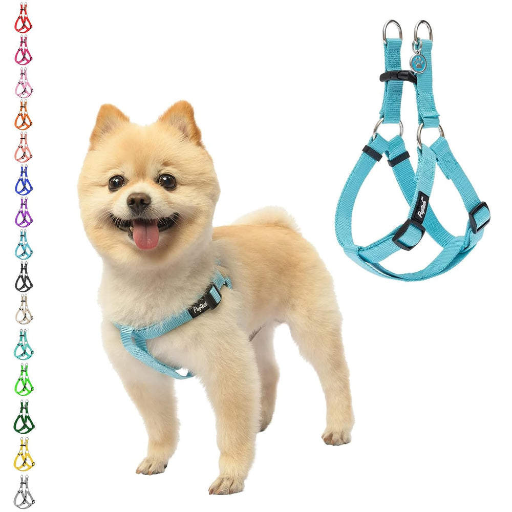 PUPTECK No Pull harness sky blue XS front view for easy daily walks.
