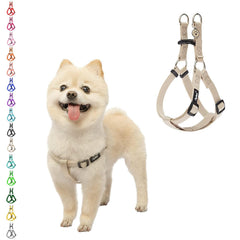 PUPTECK No Pull Harness cream front view shows chest-wrapped design for safer, comfortable walks.
