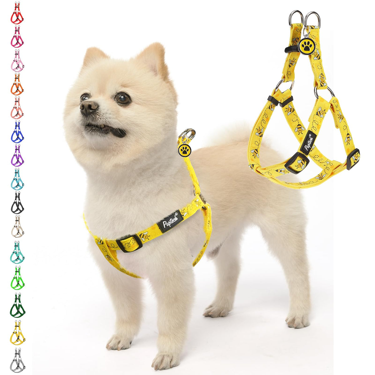 PUPTECK No Pull Harness front view shows chest-wrapped control for comfortable daily walks.