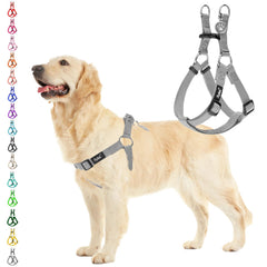 PUPTECK no-pull-harness-gray-side-view demonstrates comfortable everyday walking.