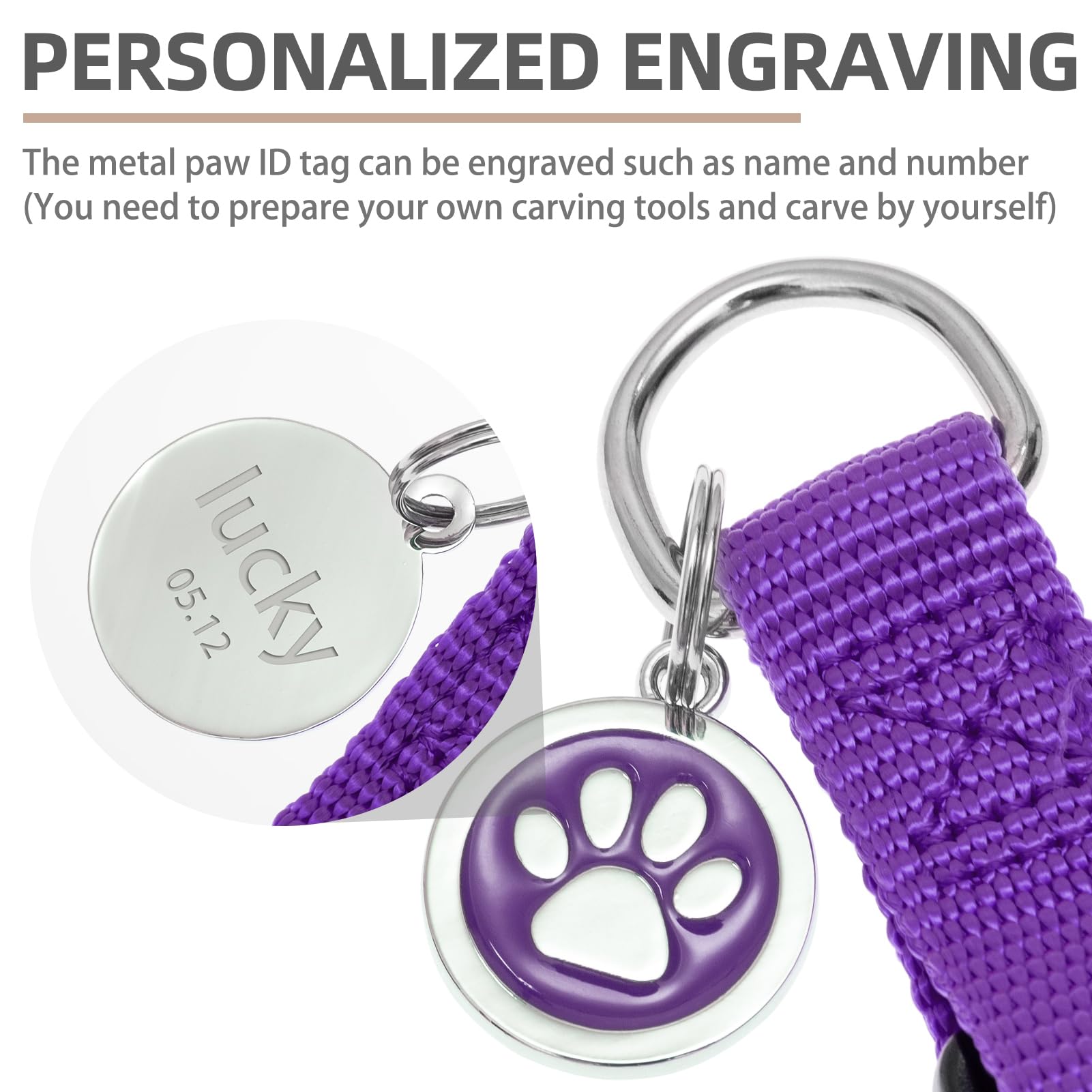 PUPTECK ID tag detail displays DIY engraving option.