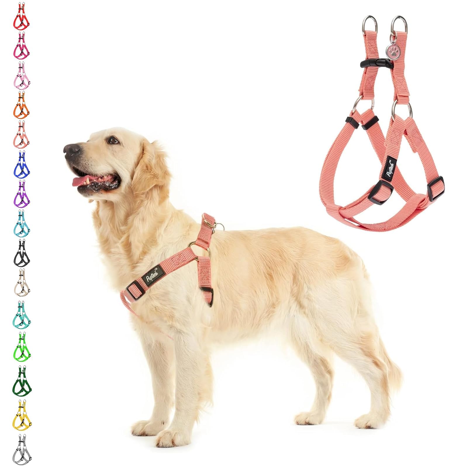 PUPTECK No Pull Harness lightcoral front view helps control walking without neck strain.