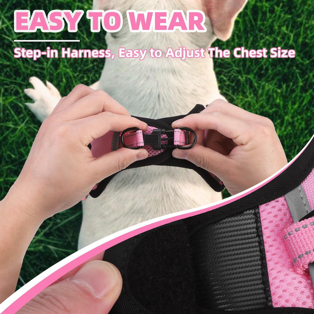 PUPTECK no pull harness pink M padded comfort reduces skin chafing.