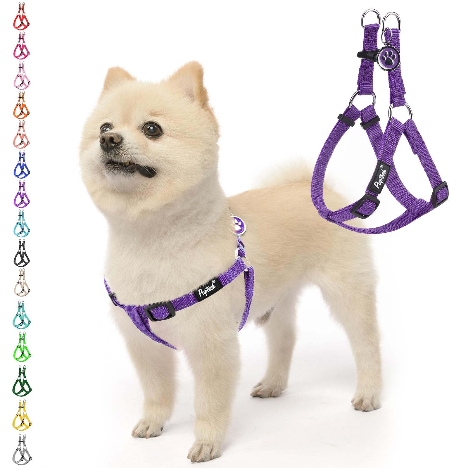 PUPTECK No Pull Harness on a dog, soft nylon for comfortable daily walks.
