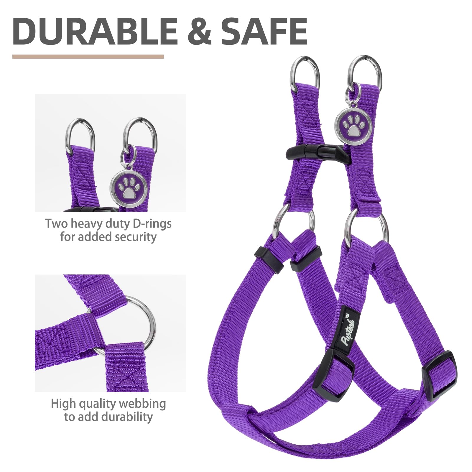 PUPTECK No Pull Harness in step-in action for fast leash fitting.