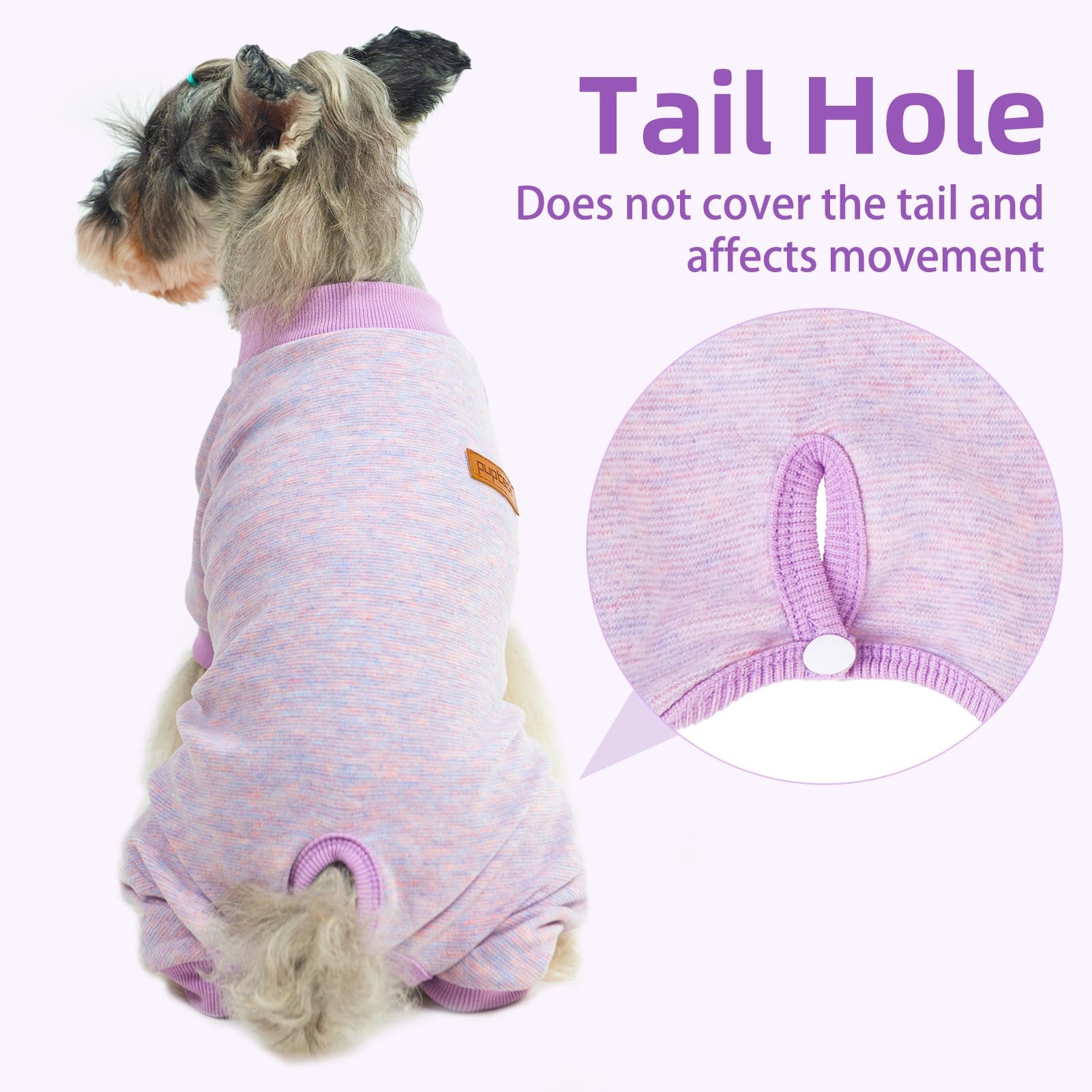 PUPTECK Pijama canina, apertura en la barriga para ponérsela fácilmente.