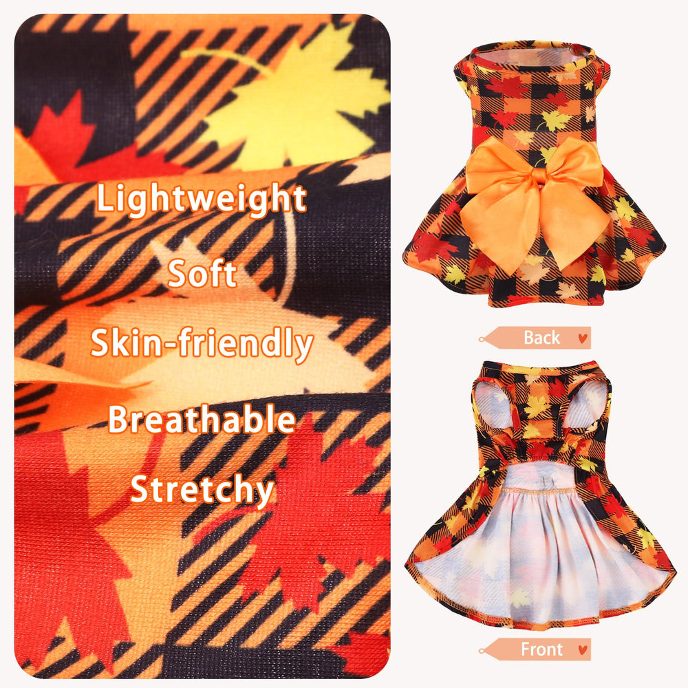 PUPTECK plaid dress on dog image highlighting lightweight fabric.