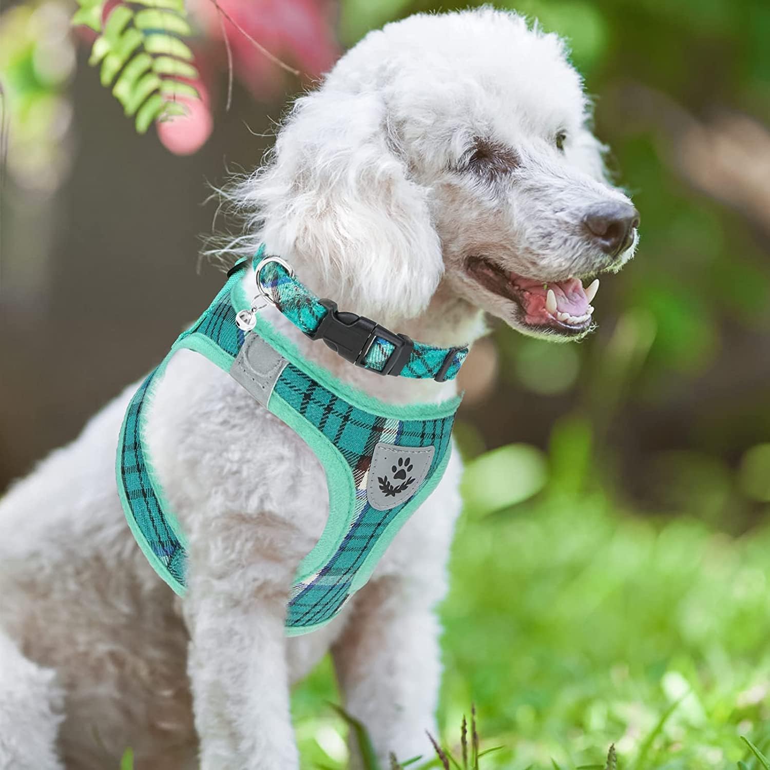 PUPTECK plaid reflective pattern on harness improves nighttime visibility
