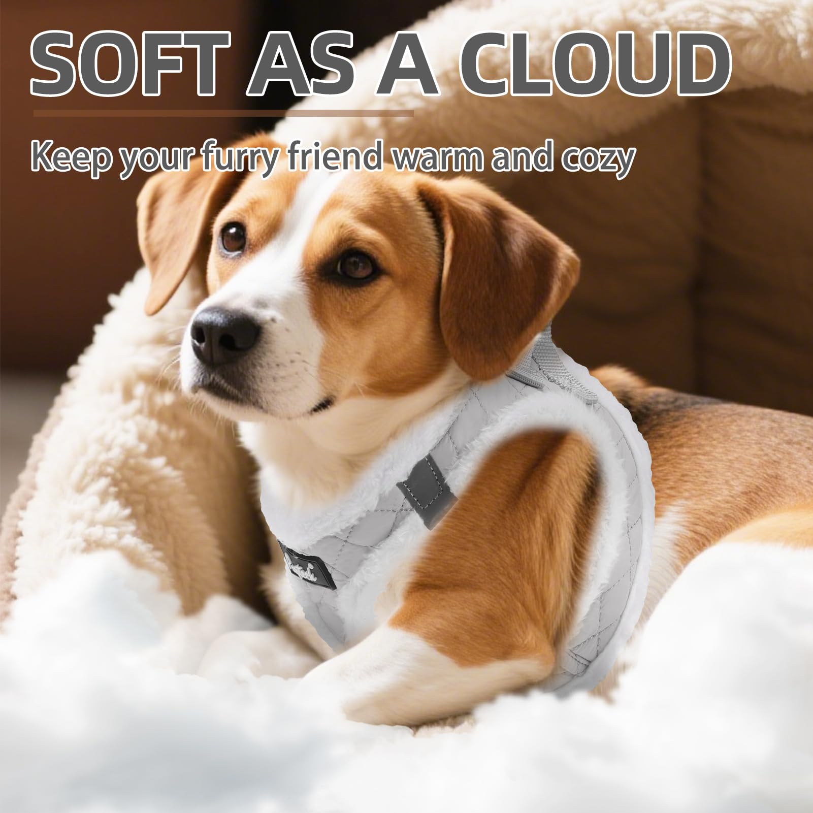 PUPTECK Plush step-in design harness, easy wear for excited pets