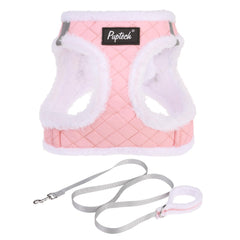 Pupteck plush dog harness step-in design offers easy on-off convenience.