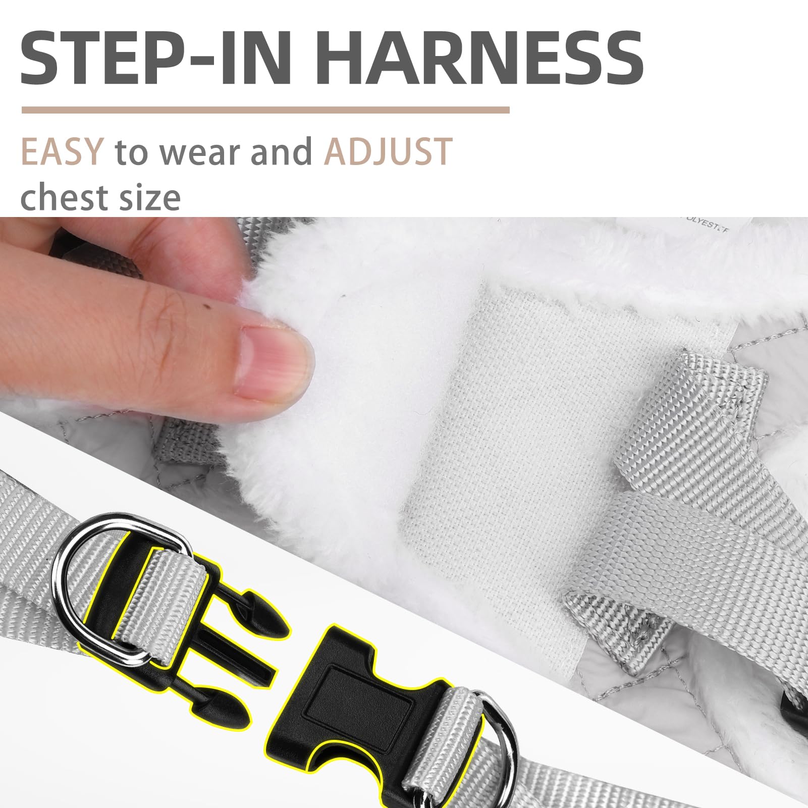 PUPTECK Plush Harness step-in design simplifies put-on for busy owners