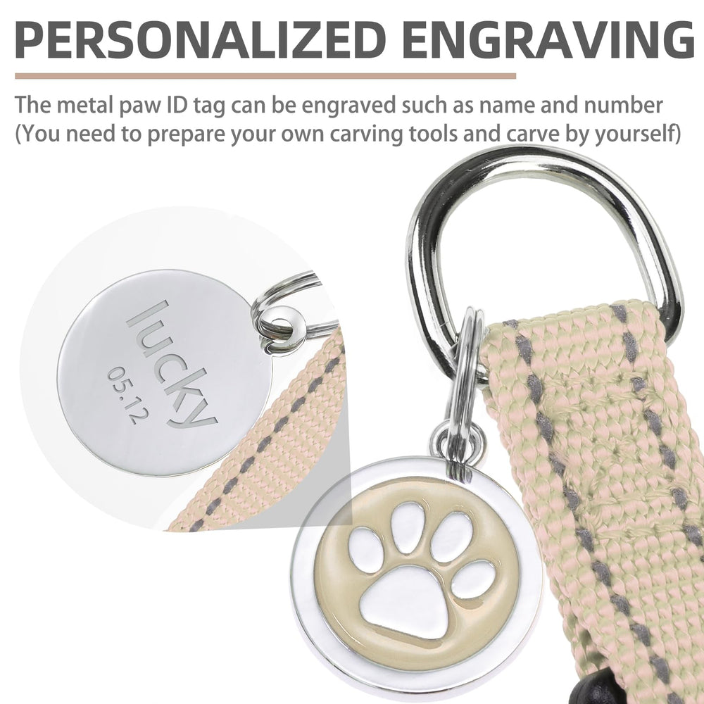 PUPTECK reflective strip on beige harness for low-light visibility