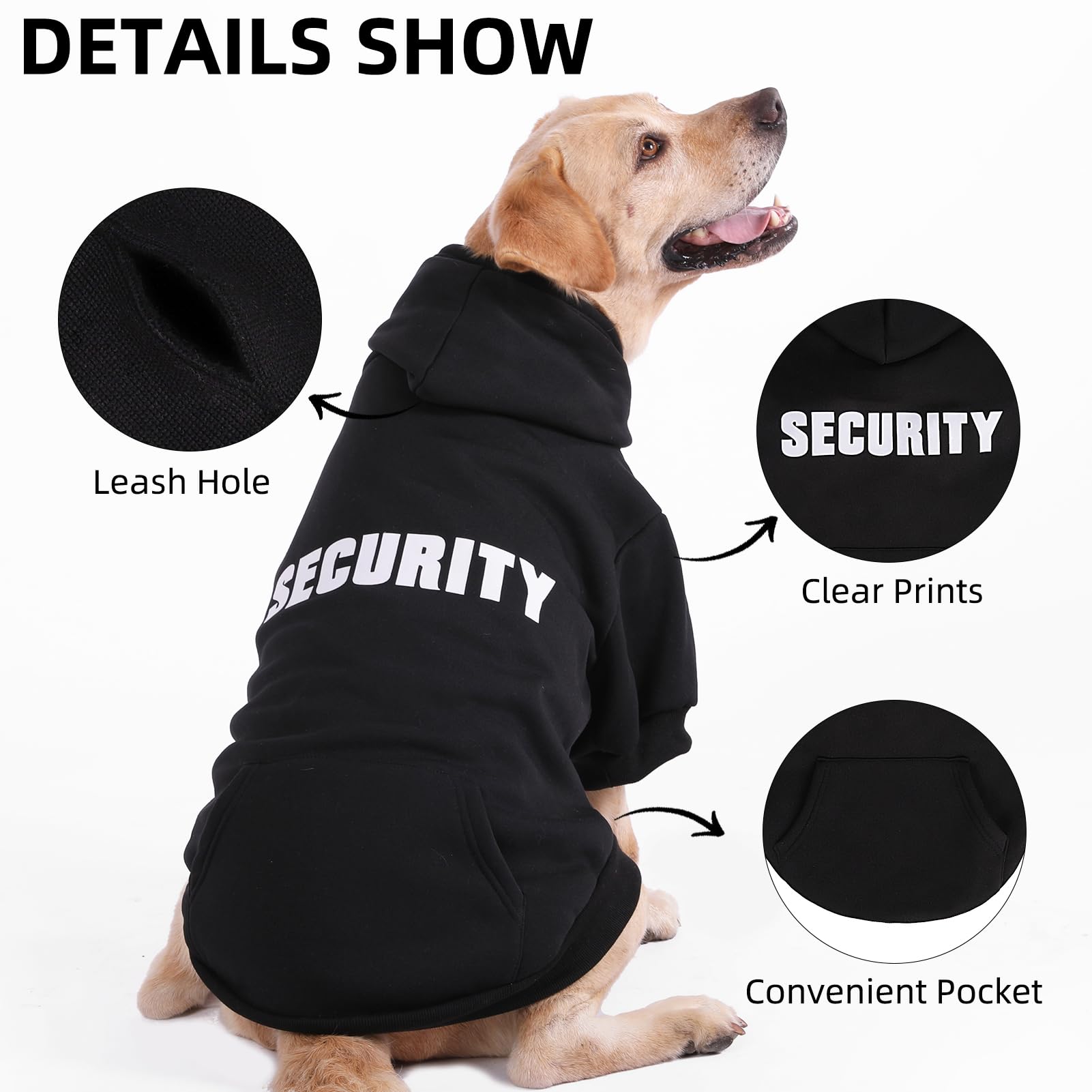 PUPTECK Security Dog Hoodie front with pocket for treats on walks