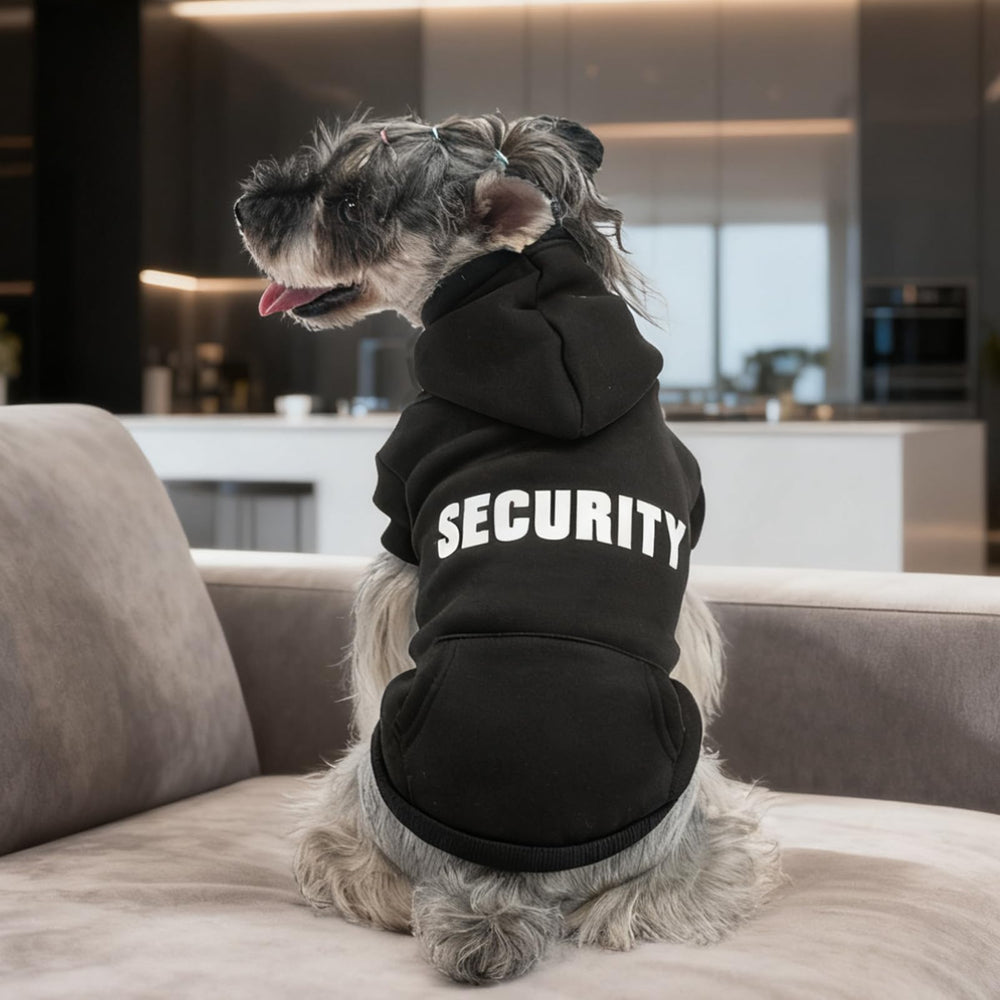 PUPTECK Security Dog Hoodie worn during a walk showing comfy fit
