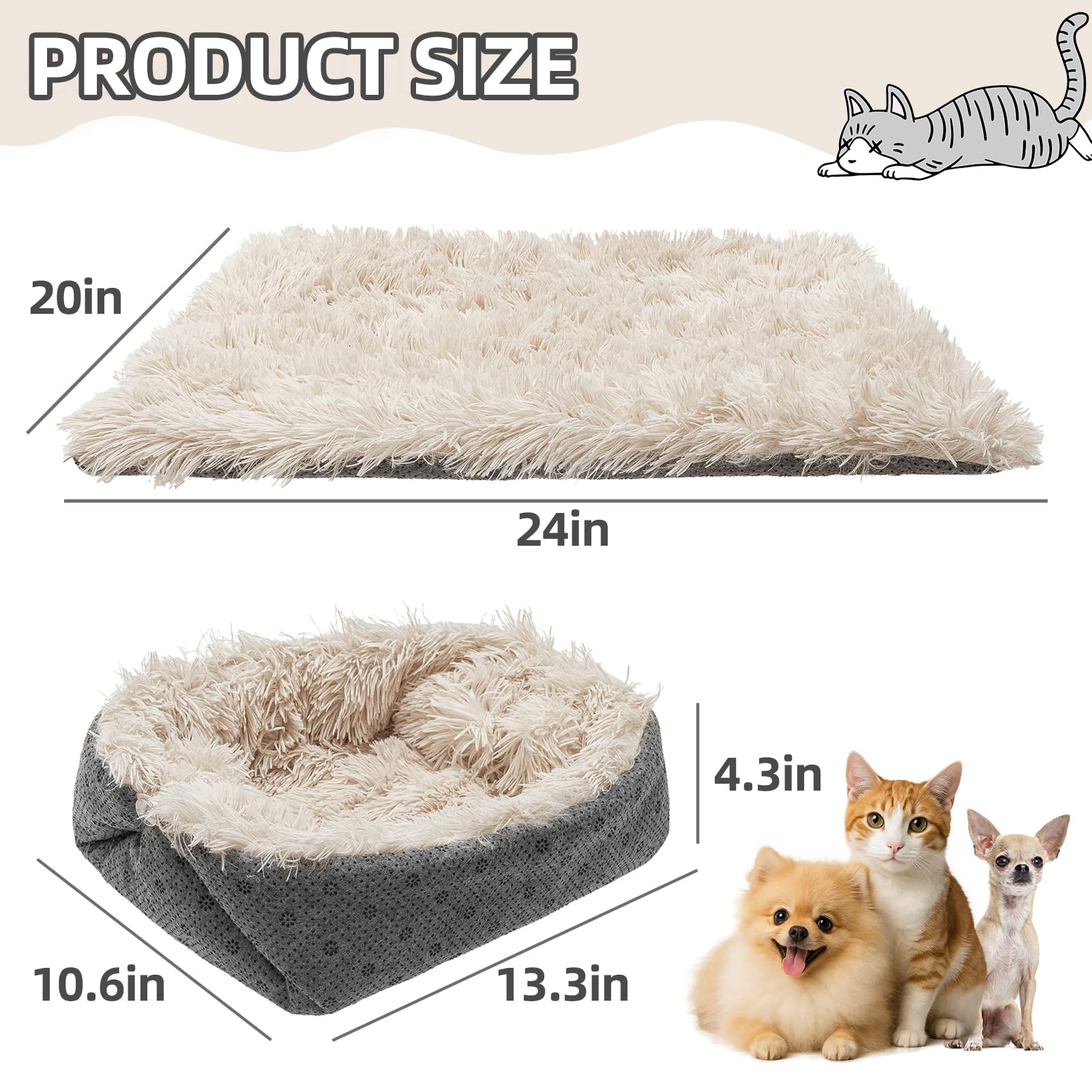 PUPTECK self-warming cat bed plush surface delivers soft, quiet comfort for peaceful naps.