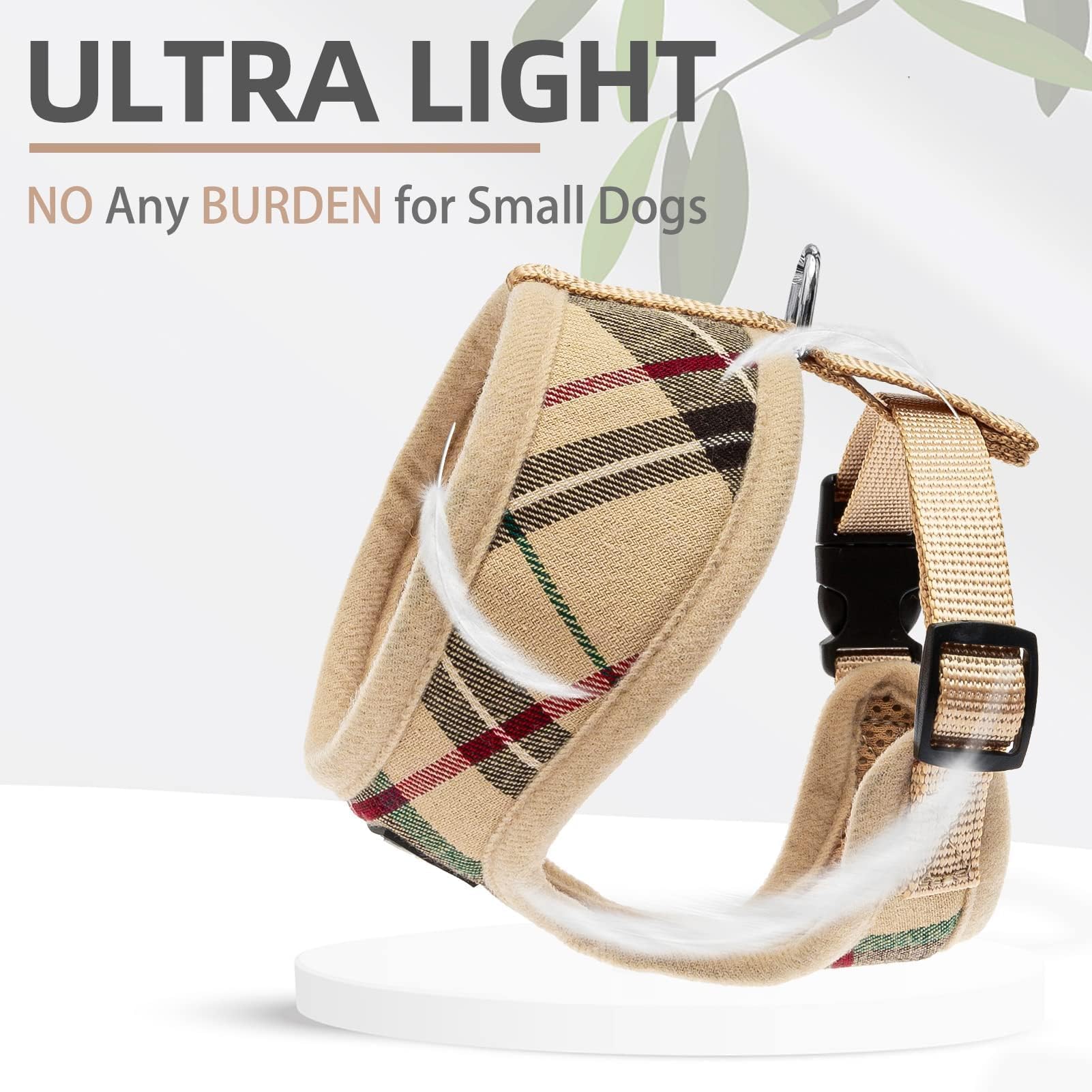 PUPTECK beige harness with metal D-ring for secure leash connection