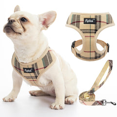 PUPTECK soft mesh harness beige front view for comfortable daily strolls with light control