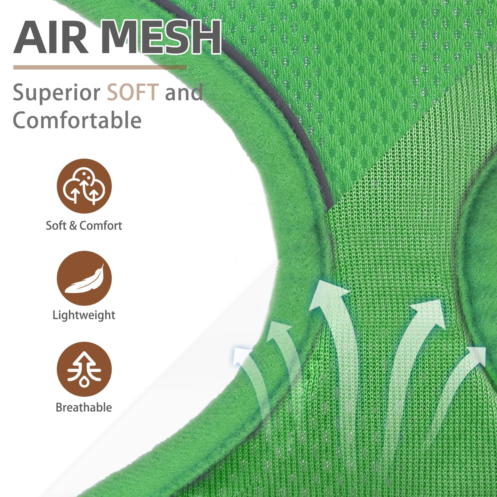 PUPTECK breathable air-mesh close-up highlights lightweight comfort during all-day wear.
