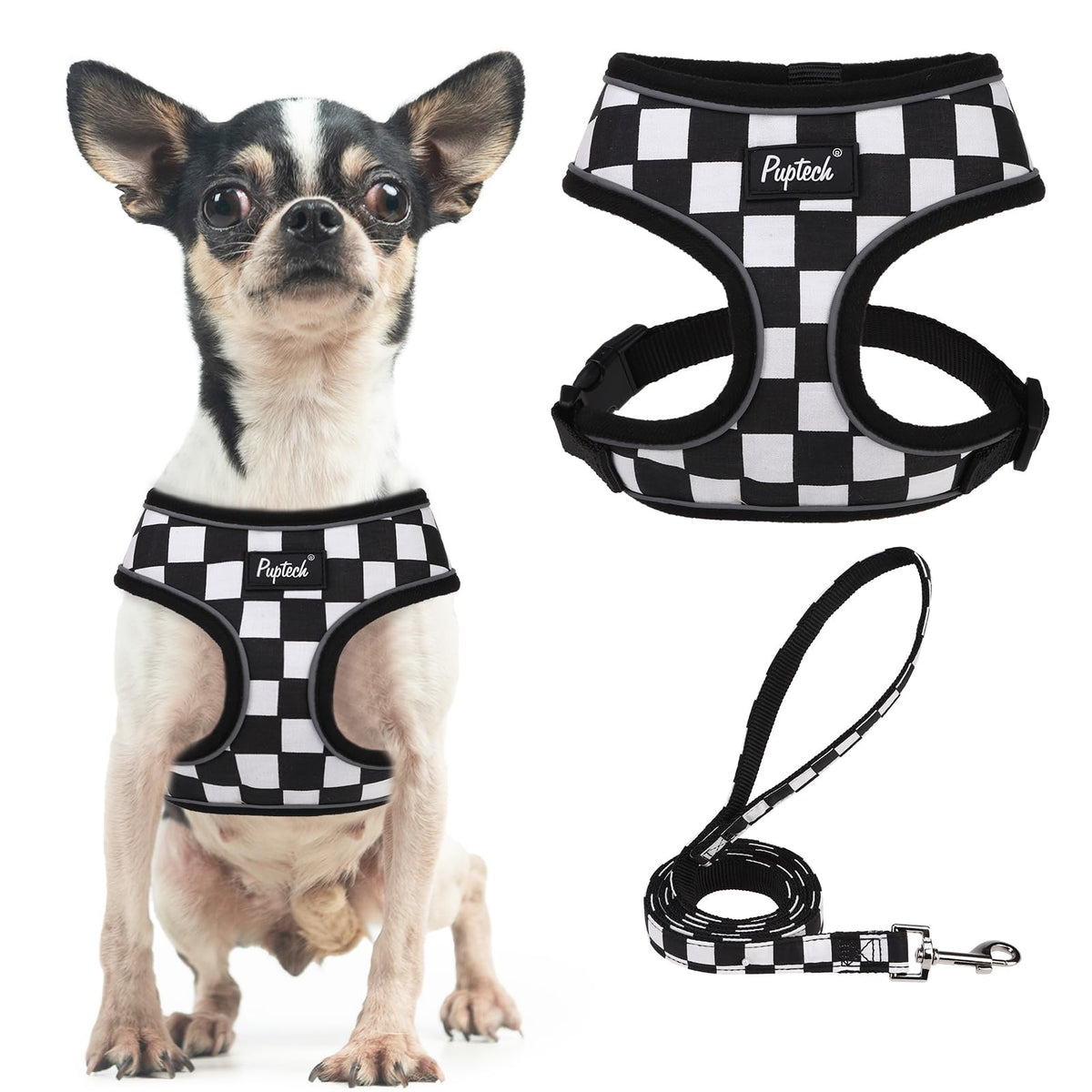 PUPTECK soft mesh harness front view for daily walks