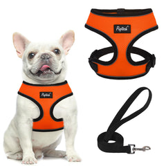 PUPTECK soft mesh harness in orange, breathable comfort for daily walks.