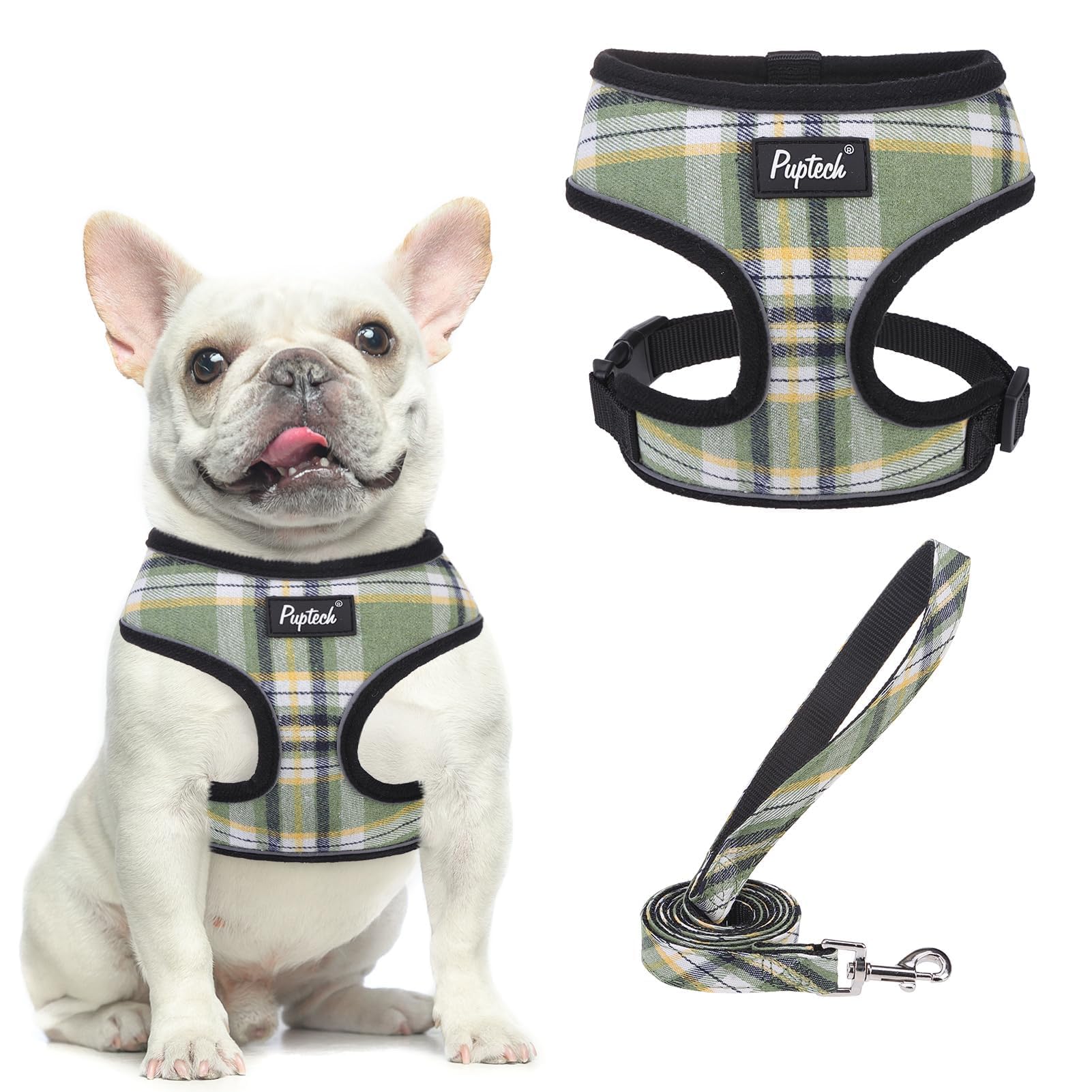 PUPTECK soft mesh harness plaid pattern design for comfortable daily walks
