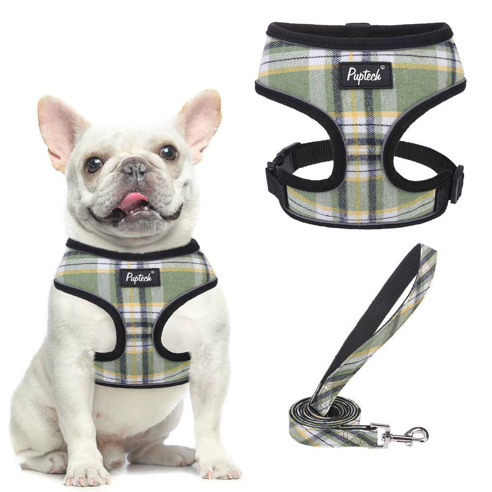 PUPTECK soft mesh harness plaid pattern design for comfortable daily walks