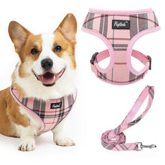 PUPTECK soft mesh harness with plaid pattern for stylish daily walks.