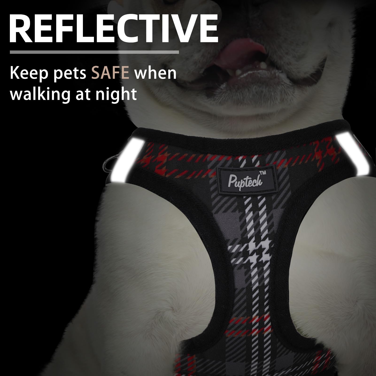 PUPTECK step-in design harness ready to fit a small dog