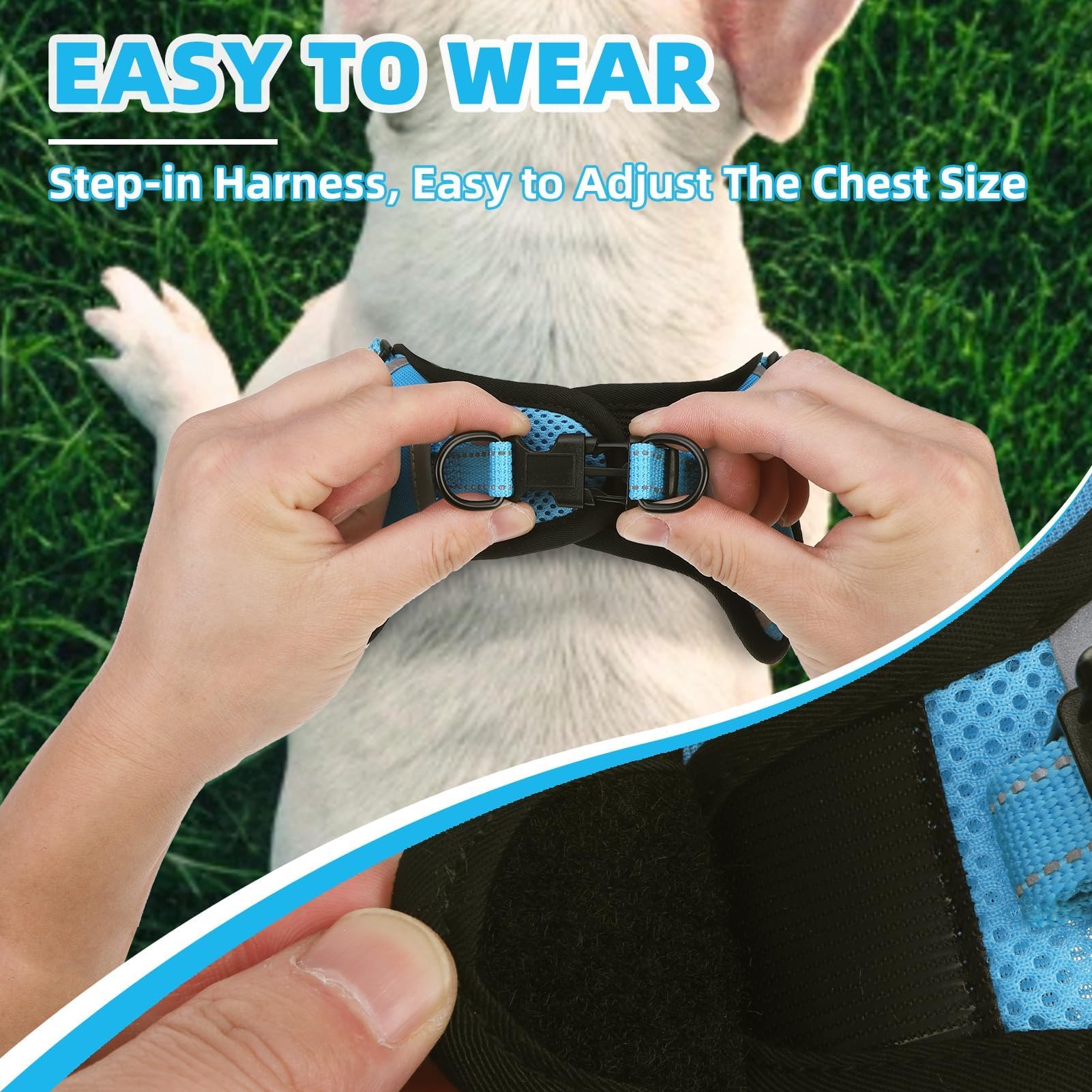 PUPTECK step-in harness easy on-off design speeds up quick walks.