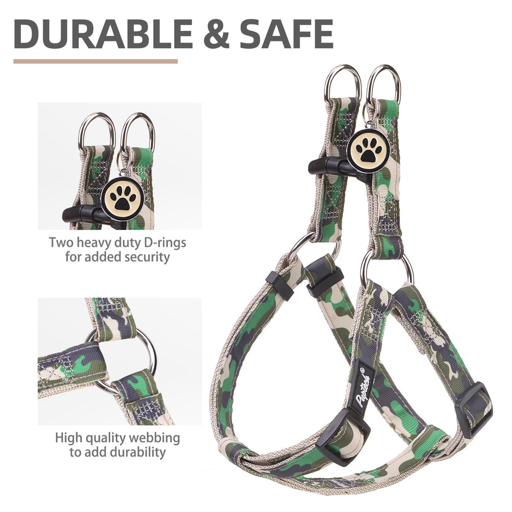 PUPTECK step-in harness demonstrates easy on/off for quick outings