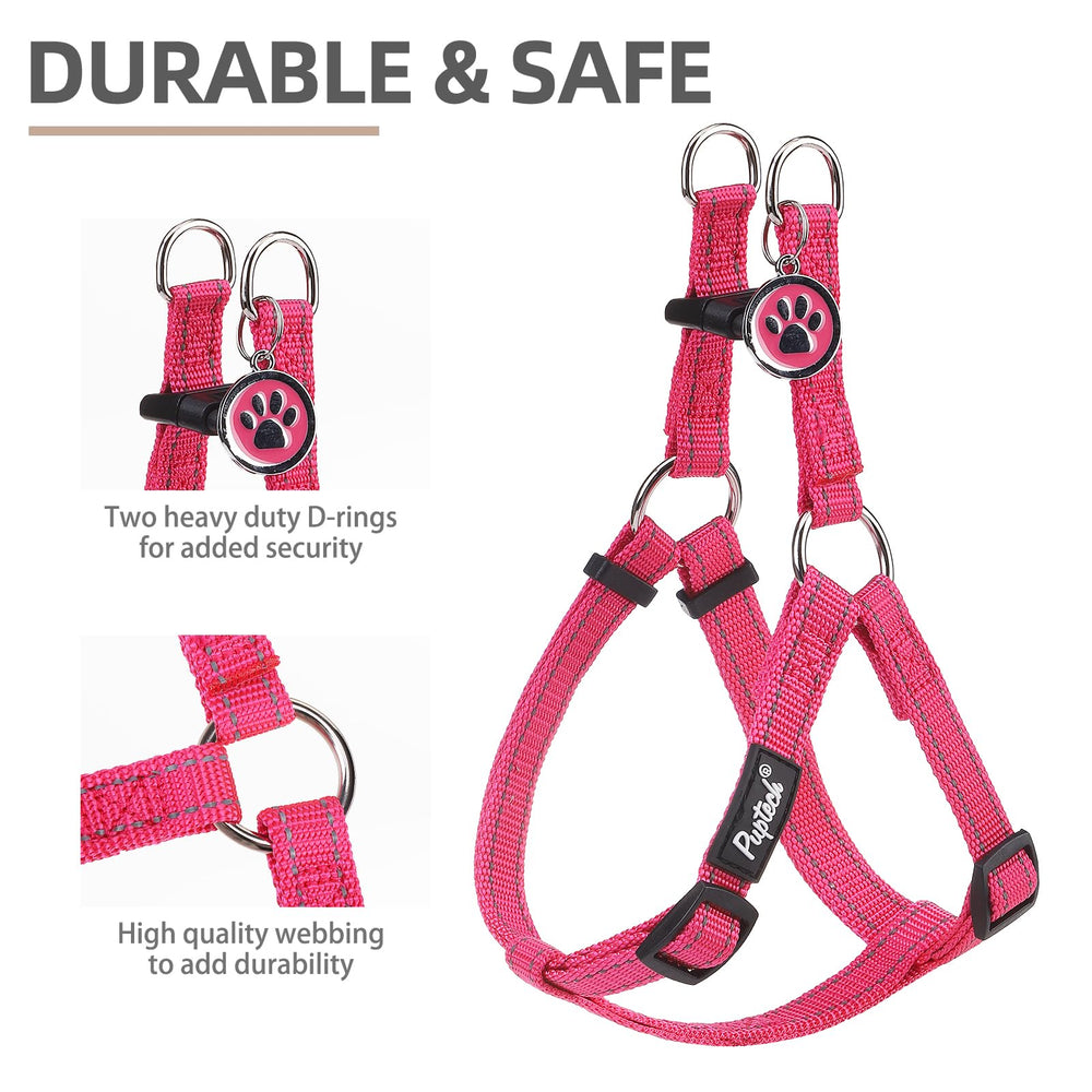PUPTECK Step-in Harness pink side view for quick on/off during walks.
