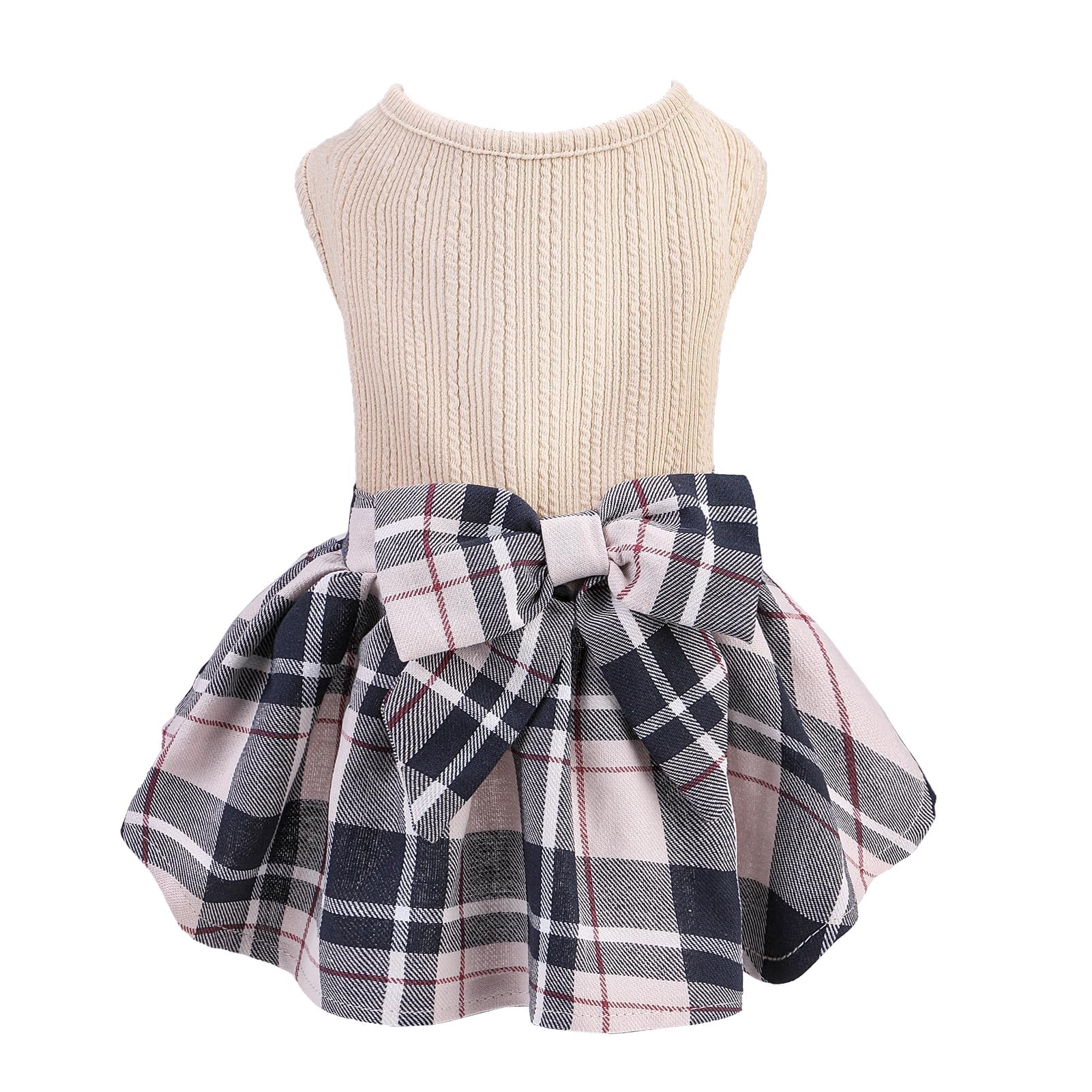 PUPTECK vestido de cuadros para perro, enfoque frontal, ideal para salidas diarias.