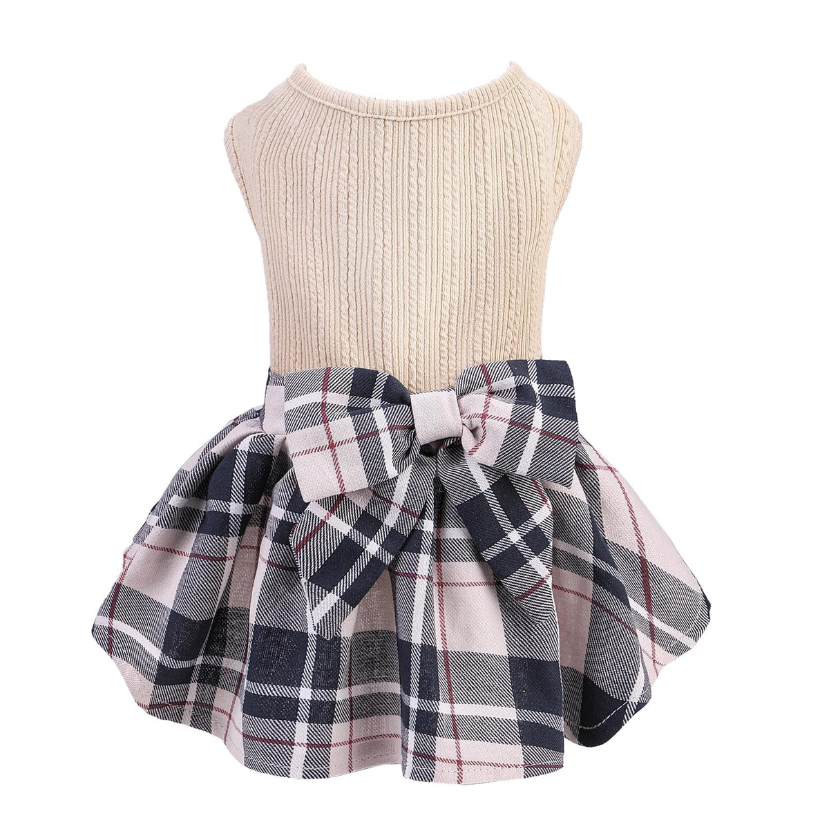 PUPTECK vestido de cuadros para perro, enfoque frontal, ideal para salidas diarias.