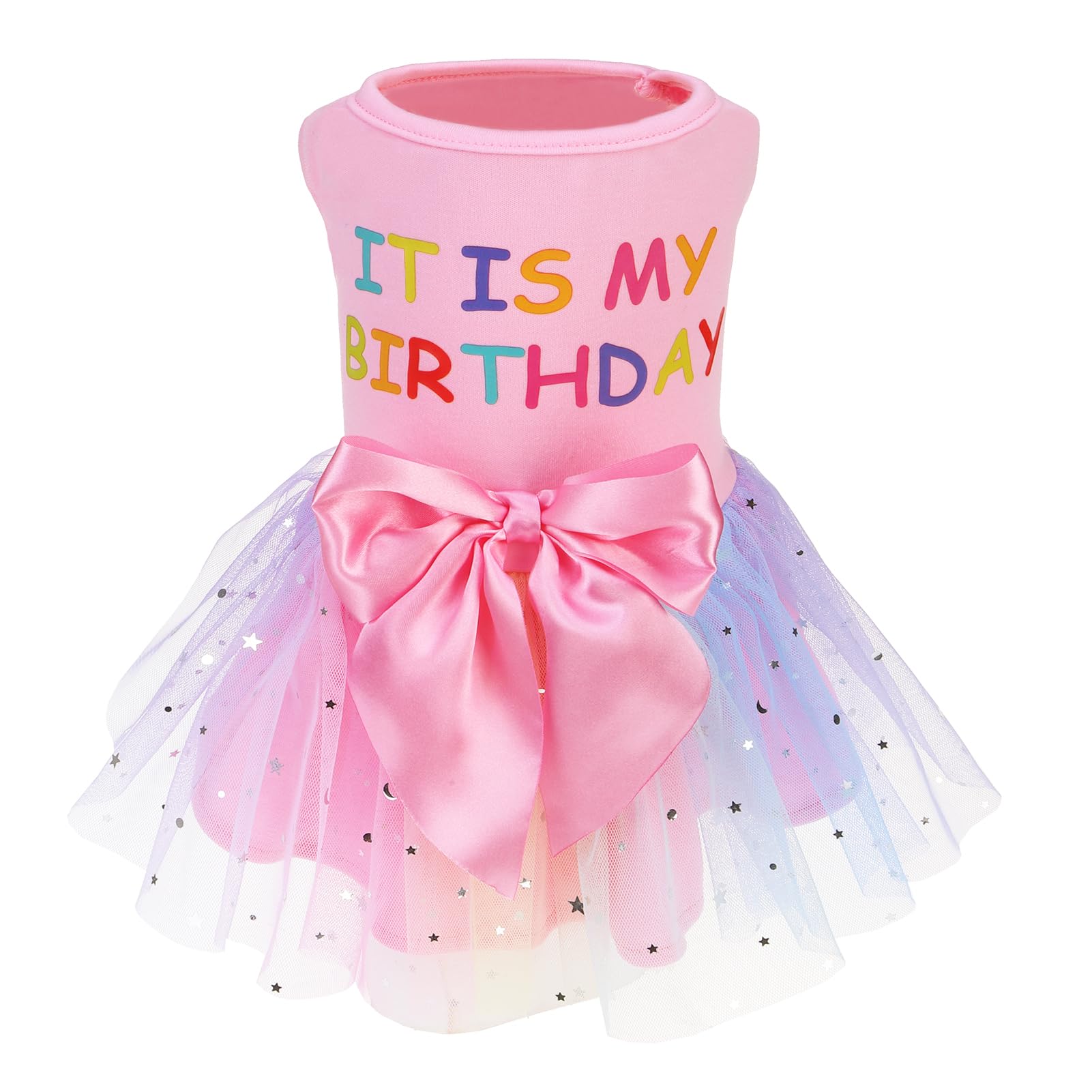 PUPTECK vestido para perro con diseño de cumpleaños y lazo
