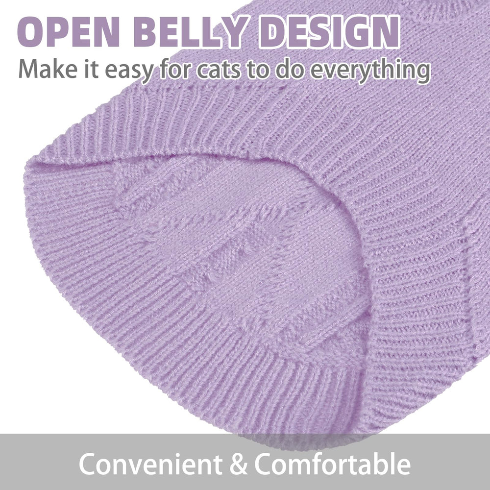 PUPTECK winter cat sweater coat back view shows secure coverage for small pets.