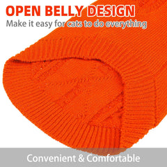 PUPTECK winter cat sweater coat back view highlights full coverage while preserving mobility.