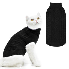 PUPTECK Winter Cat Sweater Coat front view shows cozy warmth for small pets.