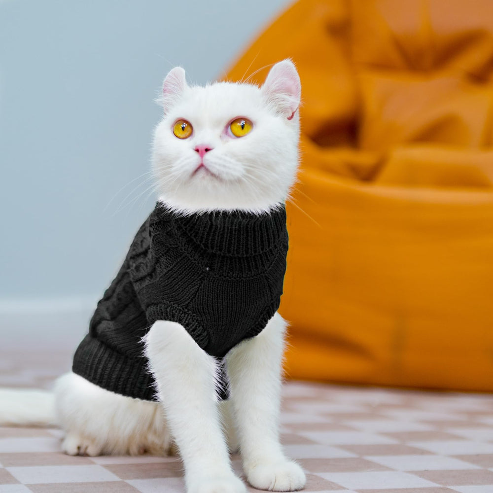 PUPTECK Winter Cat Sweater Coat knit pattern showcases timeless style and warmth.