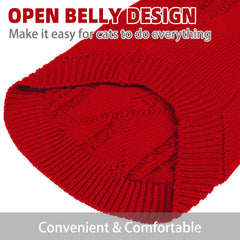 PUPTECK winter cat sweater front-view red showcases classic knit and chic styling.