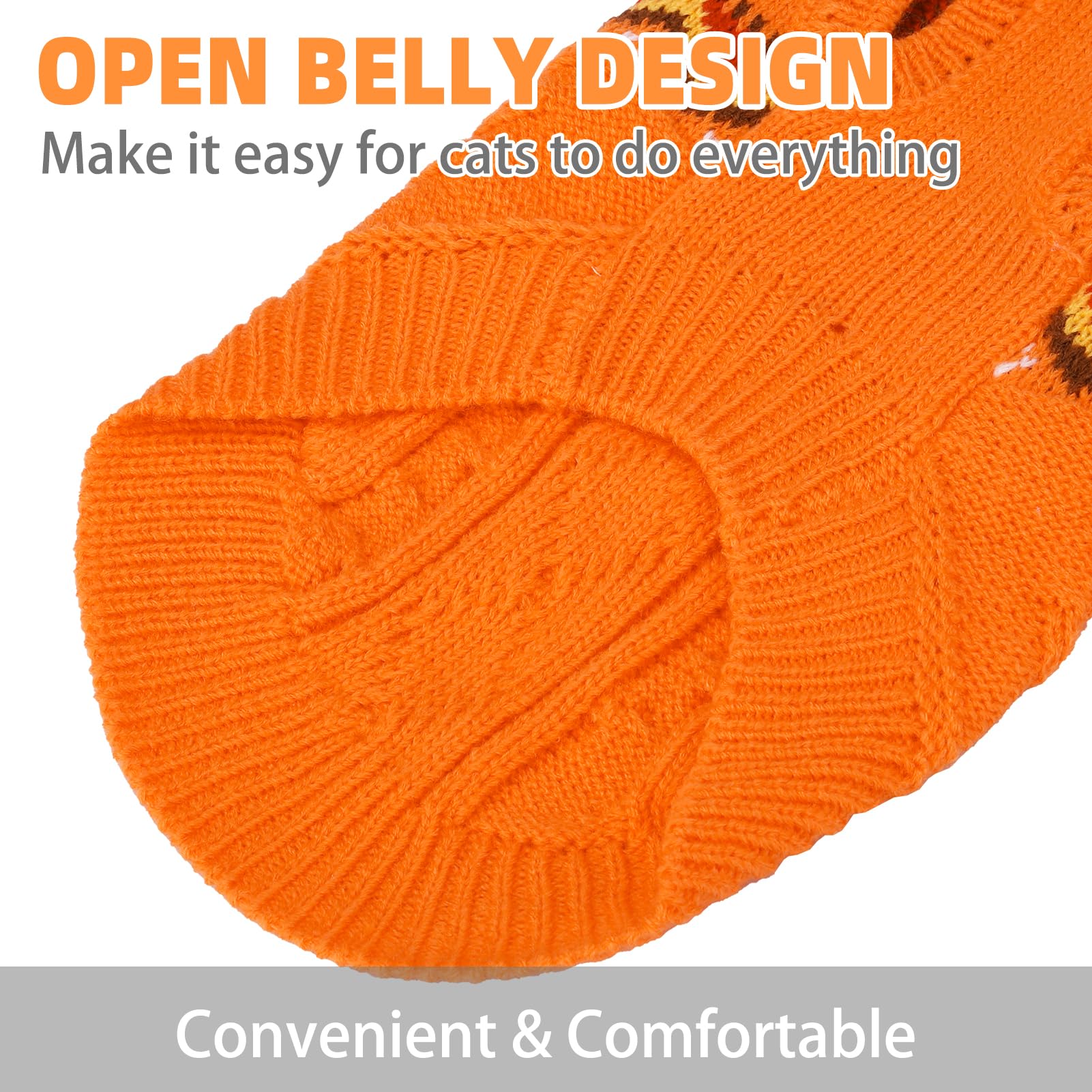 PUPTECK Maple Leaf Orange sweater side view demonstrates comfortable mobility