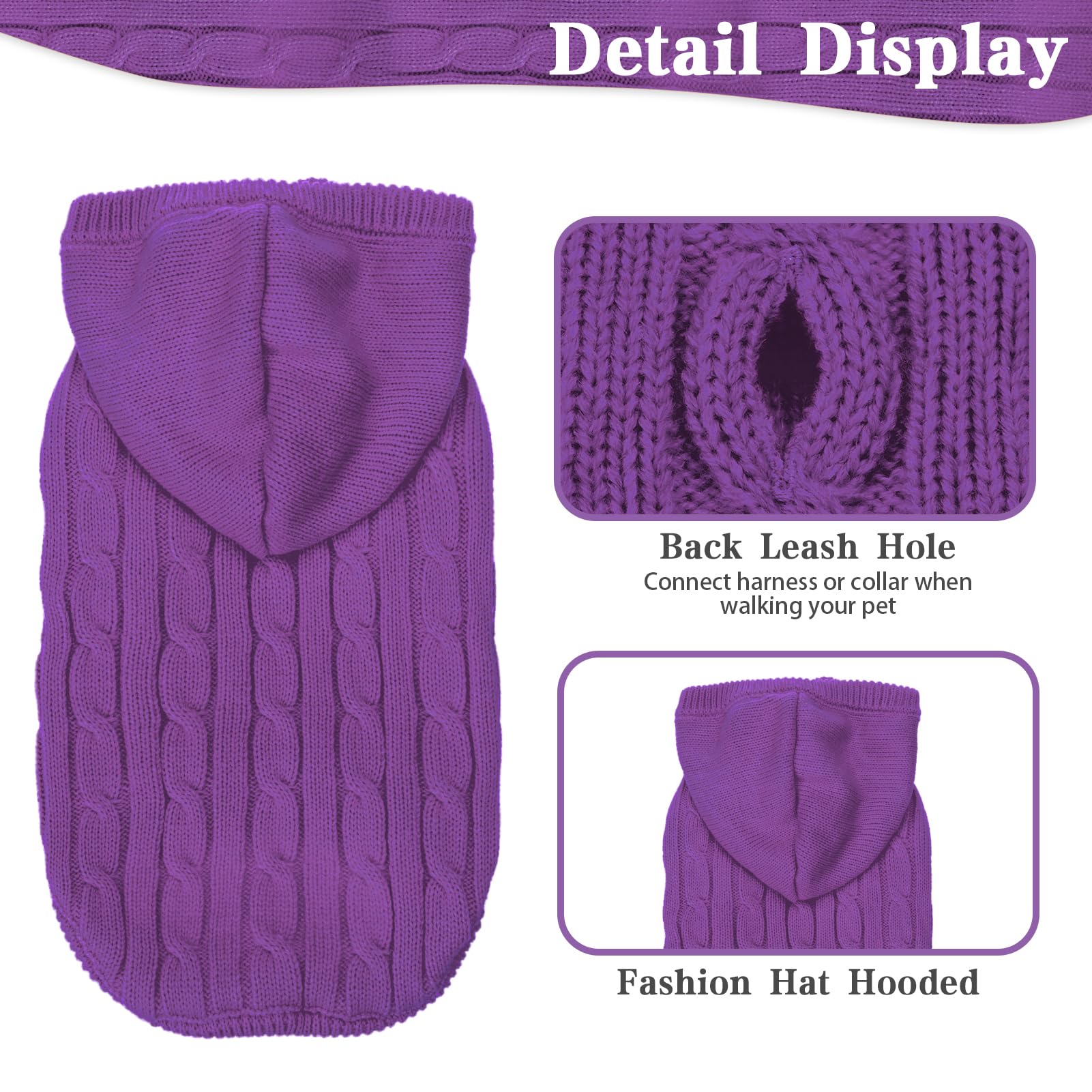 PUPTECK winter sweater leash-hole enables easy outdoor walks.