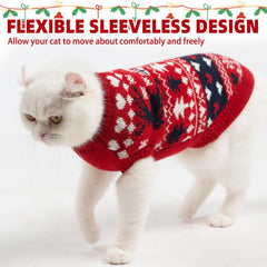 PUPTECK Christmas cat sweater close-knit detail emphasizes soft fabric durability