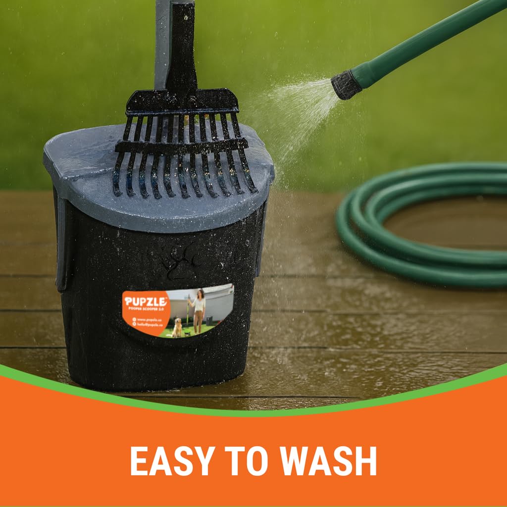 Pupzle odor-blocking swivel lid keeps yard smelling fresh.