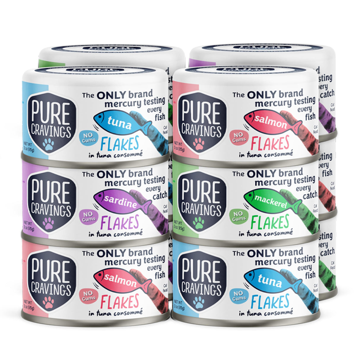 Pure Cravings Flakes Tuna Consommé can with glossy sauce supporting a healthy coat.