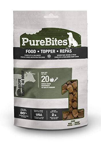 PureBites beef freeze-dried dog food ingredients panel highlights simple human-grade ingredients