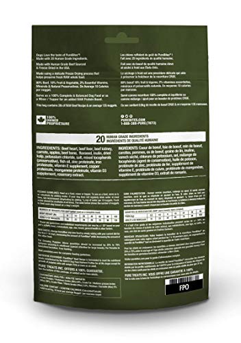 PureBites beef nuggets close-up emphasizes high protein and low-calorie nutrition
