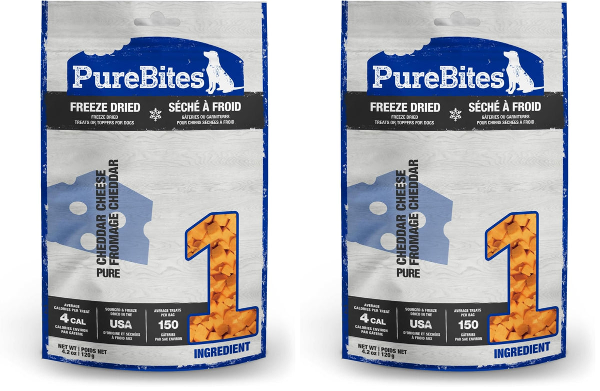 PureBites cheese-freeze-dried-dog-treats image shows 1-ingredient cheddar for training rewards