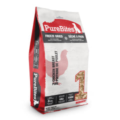 PureBites chicken freeze-dried treats bag front—28oz for easy, mess-free serving.